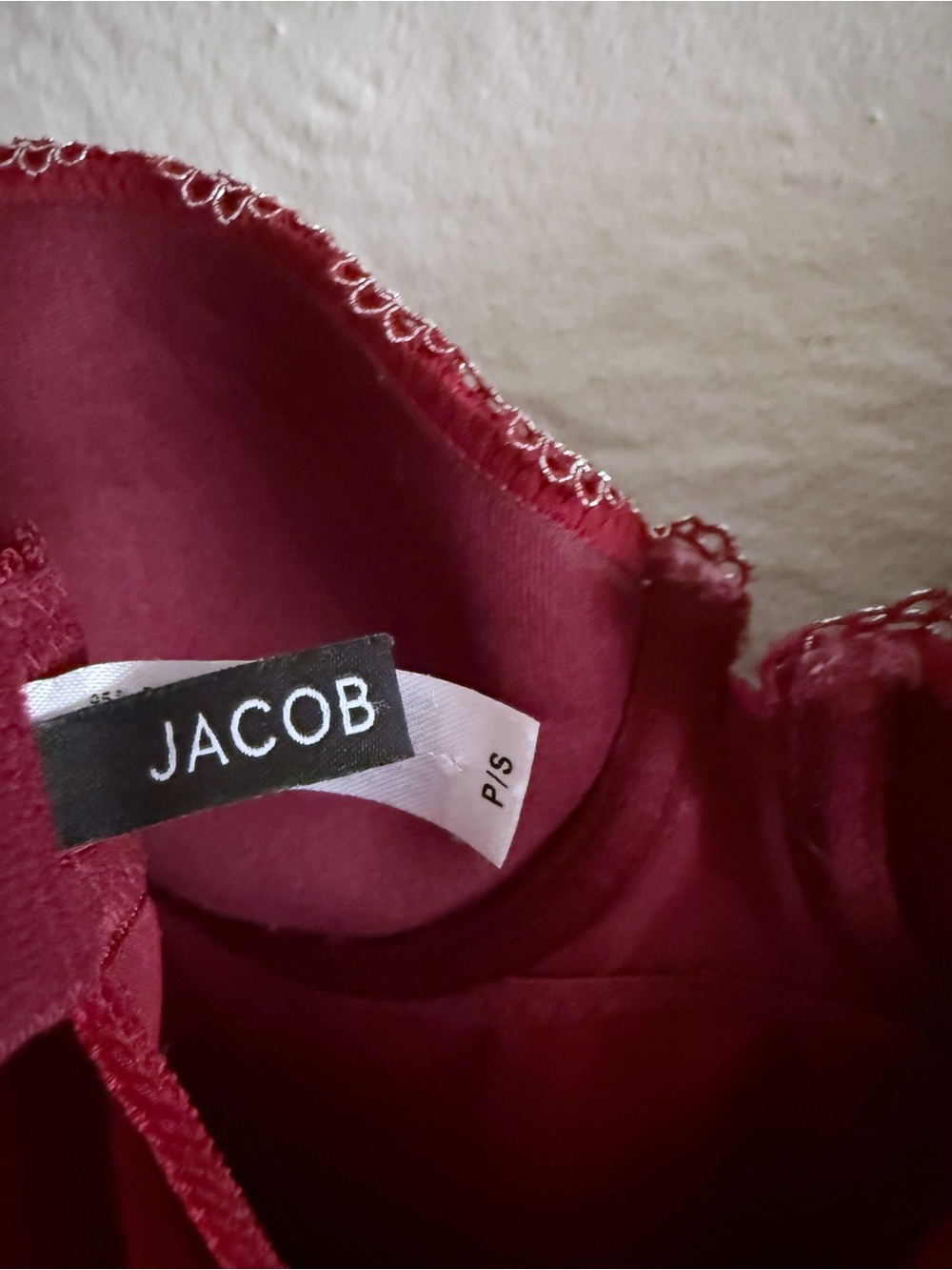 Y2K Jacob Red Velvet Babydoll Dress with Lace Trim - Picture 5 of 6